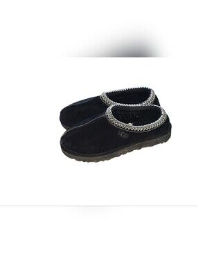 UGG Women's Tasman 11 Black Suede Cozy Mule Slippers Shoe Size 10